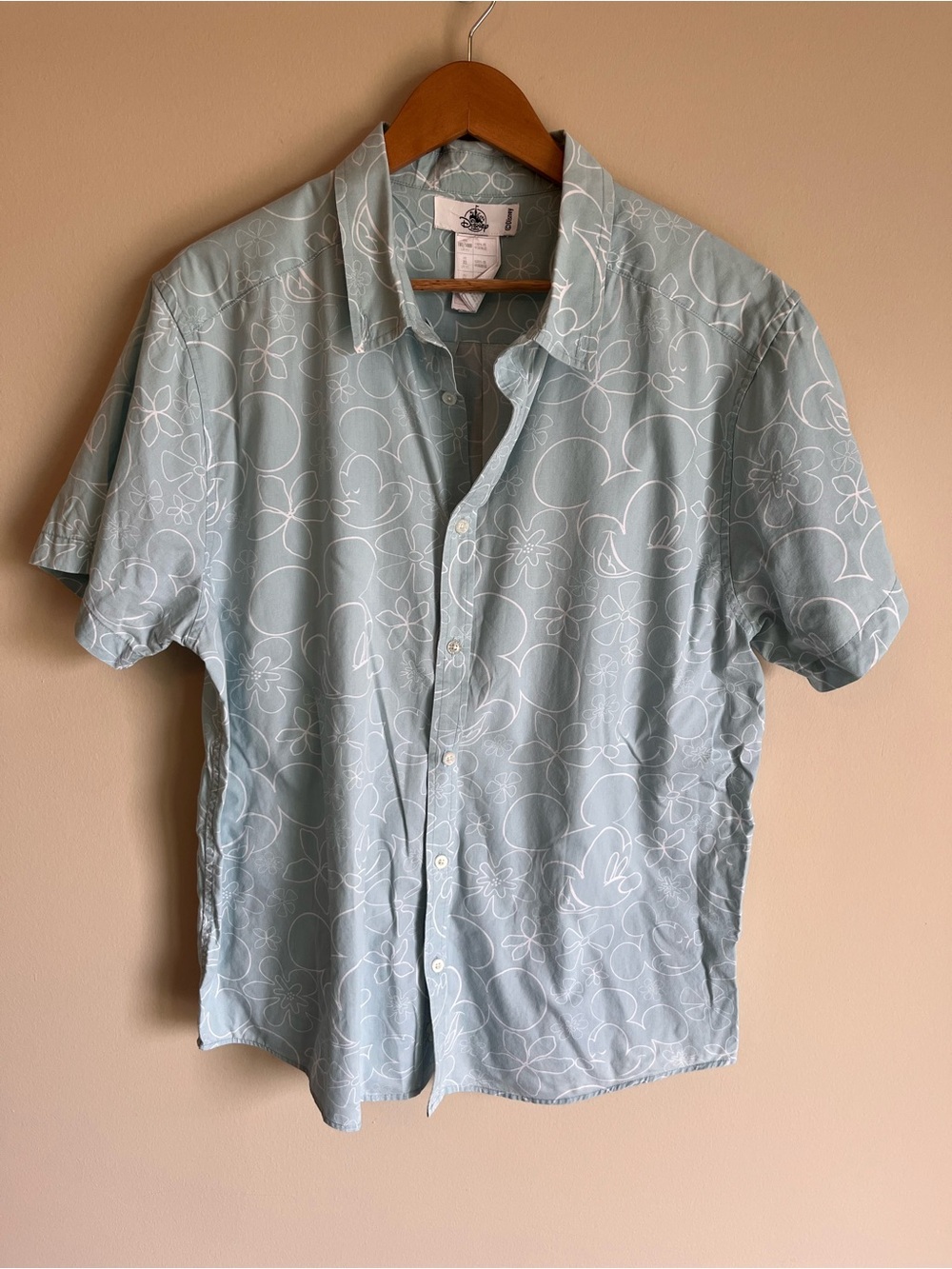 Disney Parks Men’s Hawaiian Tropical Mickey Mouse Print SS Shirt Top Size Large